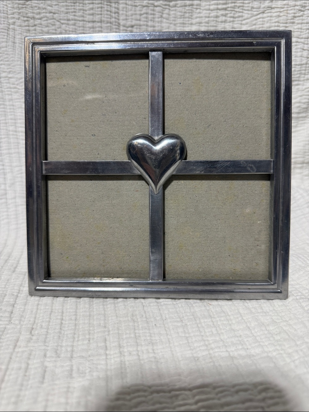 Silver Heart Cross Frame - Square Decorative Frame